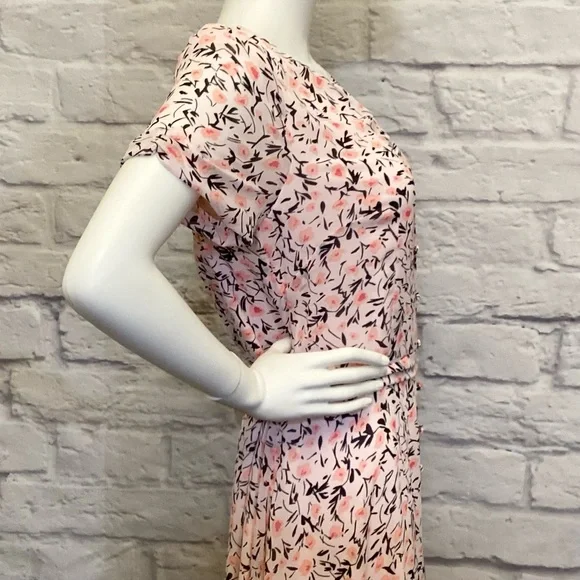 Talbots 8 New Button Front Floral Midi Dress Pink Cottage Core Prairie Spring - Picture 7 of 13